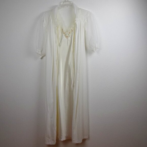 VTG Victoria's Secret Satin Nightgown + Robe Women's Size L Bridal Old Hollywood - Picture 1 of 16